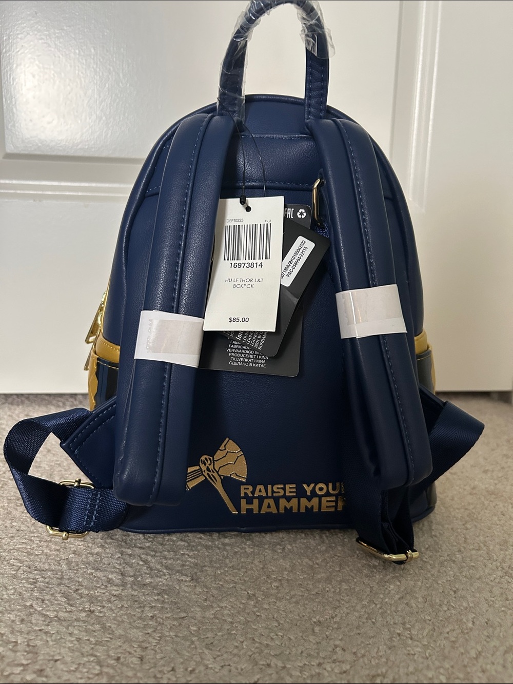 Thor: Love and Thunder Themed Mini Backpack - Navy/Red/Gold - Picture 2 of 5